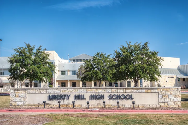 Suburban school campus environment in 78642 Liberty Hill, TX
