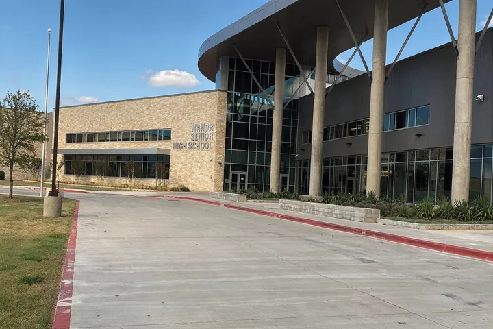 Suburban school campus environment in 78653 Manor, TX