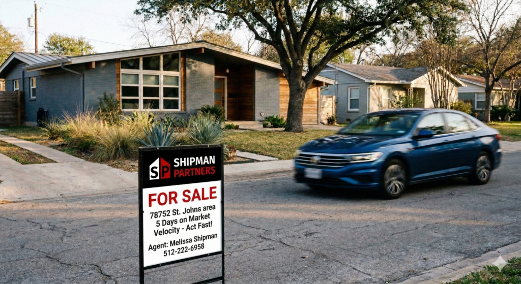Modern home in St. Johns area of Austin 78752 representing high velocity real estate market trends in North Central Austin.