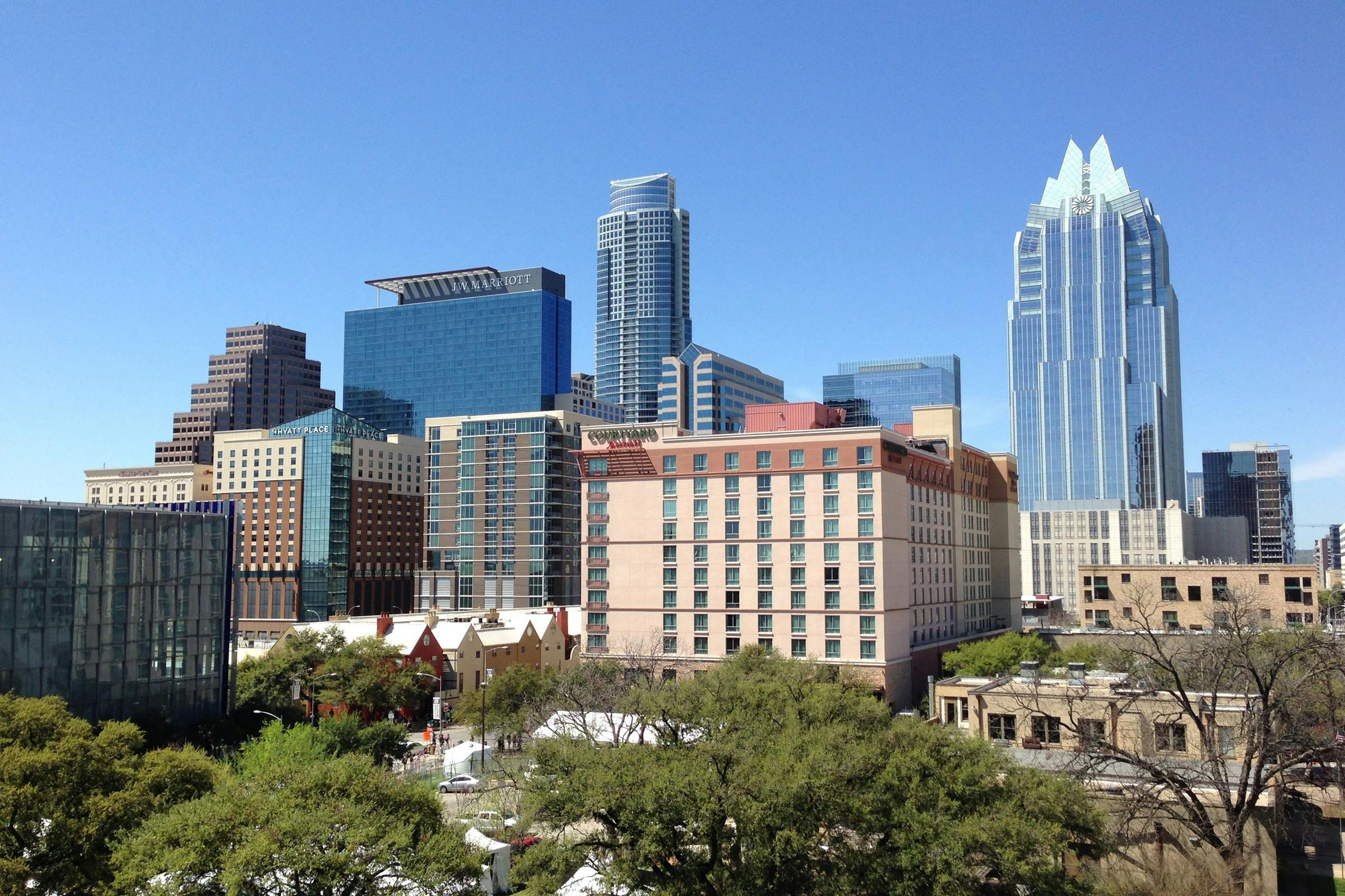 Austin skyline and neighborhood