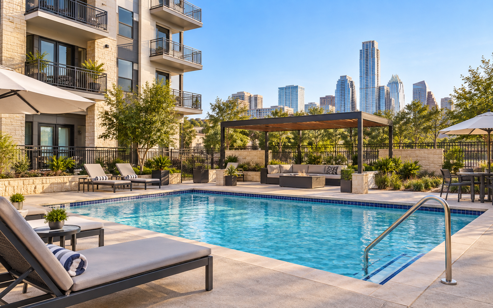 Well-maintained shared amenity space in an Austin condominium community