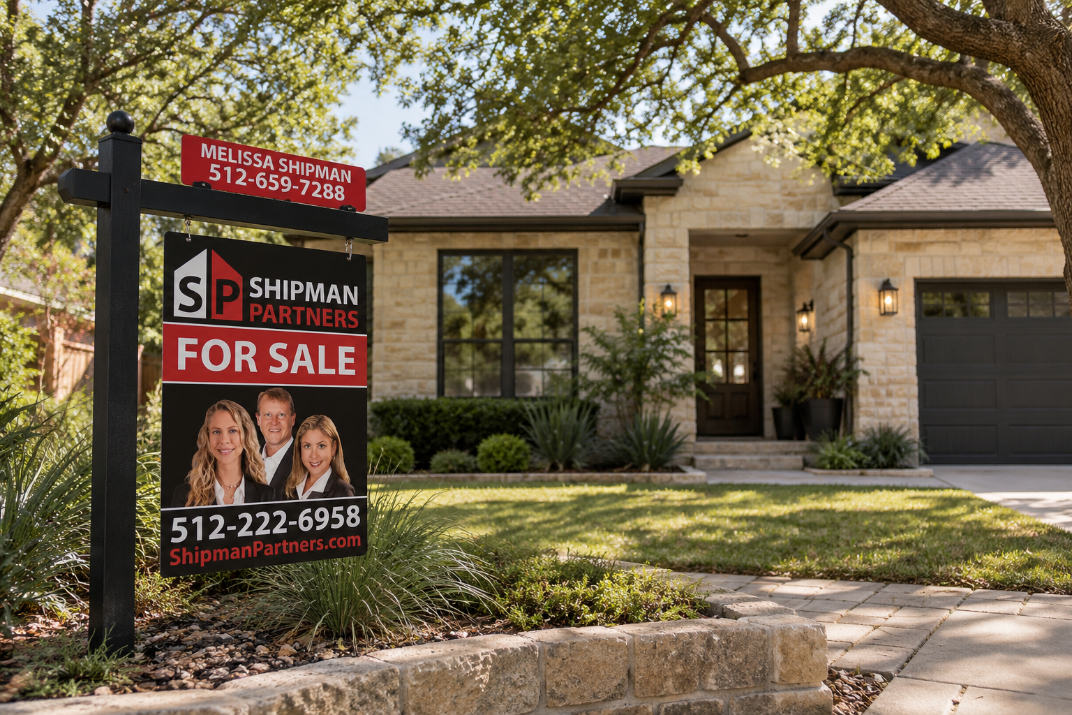 Shipman Partners listing sign in front of an Austin-area home